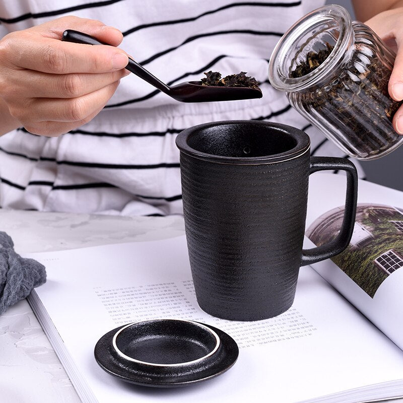 Premium Ceramic Tea Steeper Cup With Lid - Luxicro