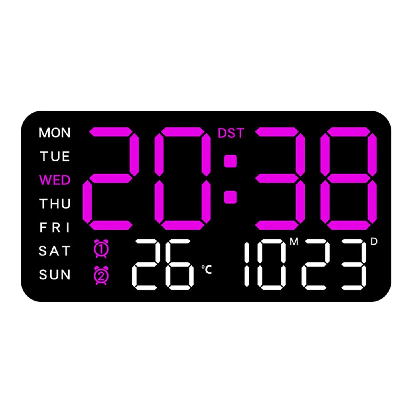 Big Number LED Wall Clock with Date and Temp