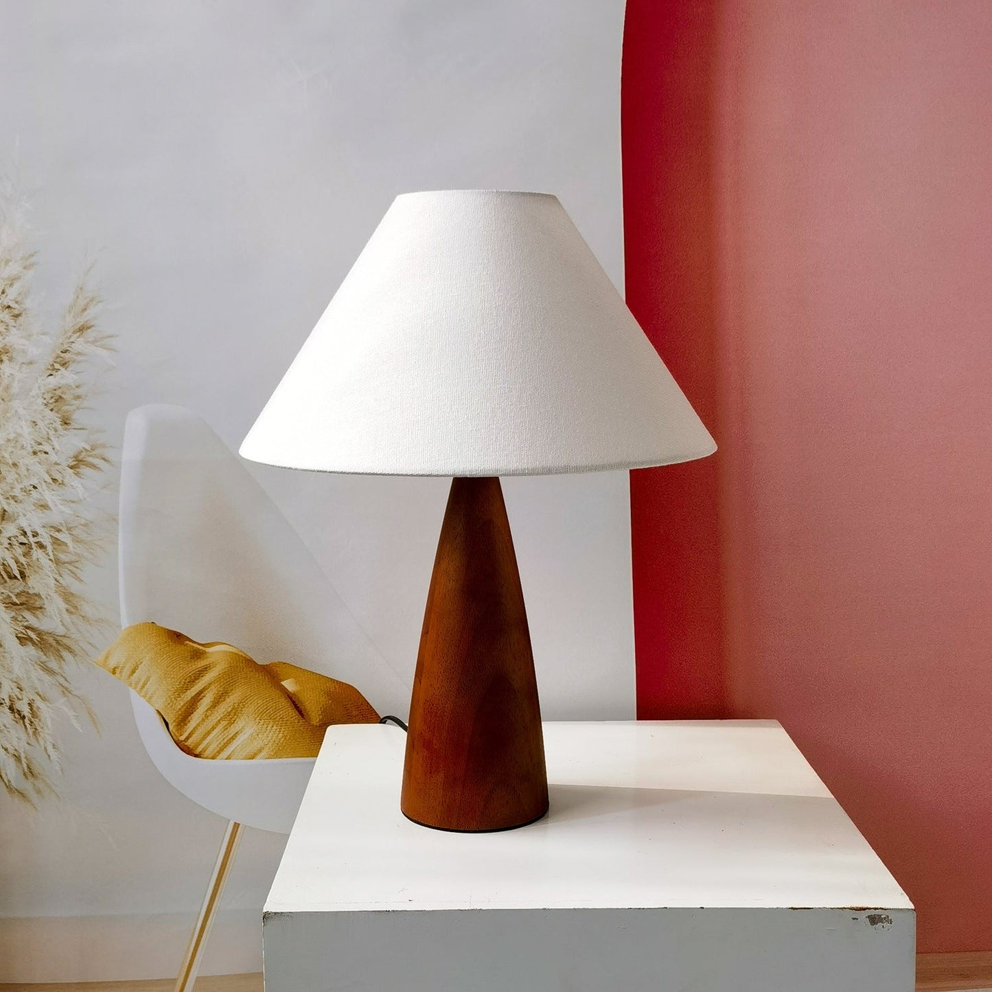 Traditional Brown Wood Desk Lamp