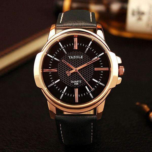 Stylish Men's Gold Quartz Watch - Luxicro