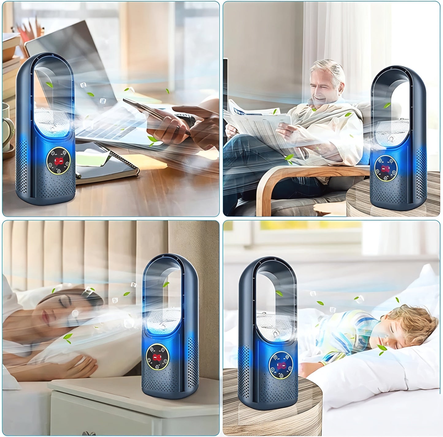 Compact Silent Bladeless Cooling Fan Portable Unit
