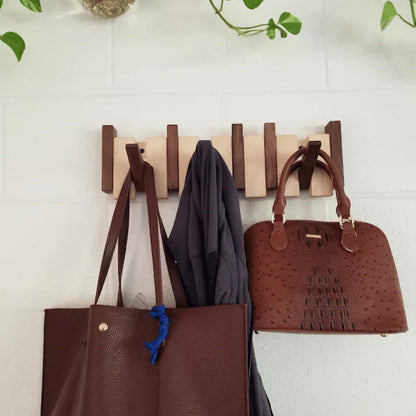 Rustic Wood Hall Tree with Storage Hooks - Luxicro