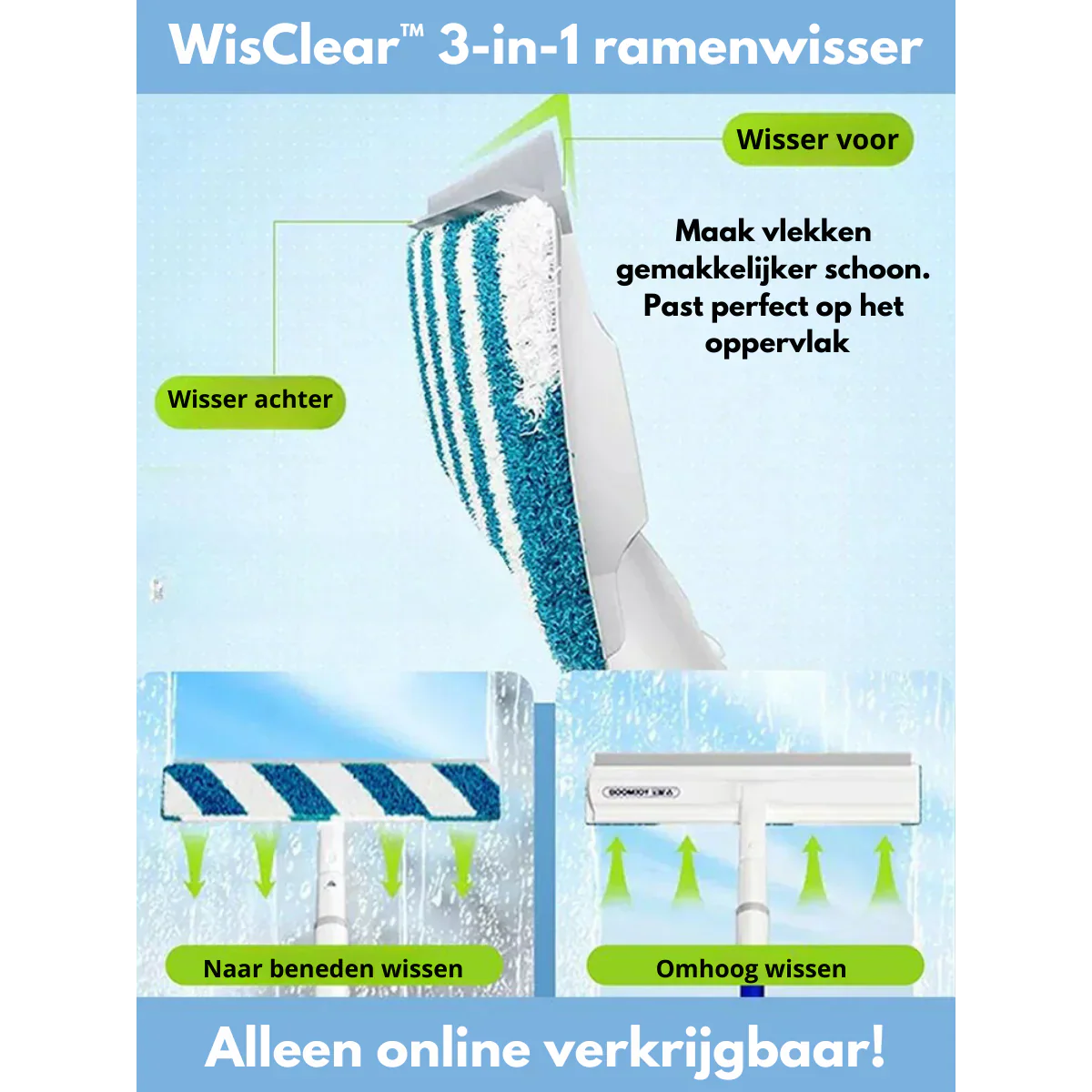 Practical 3-in-1 Window Cleaner with Spray and Wipe