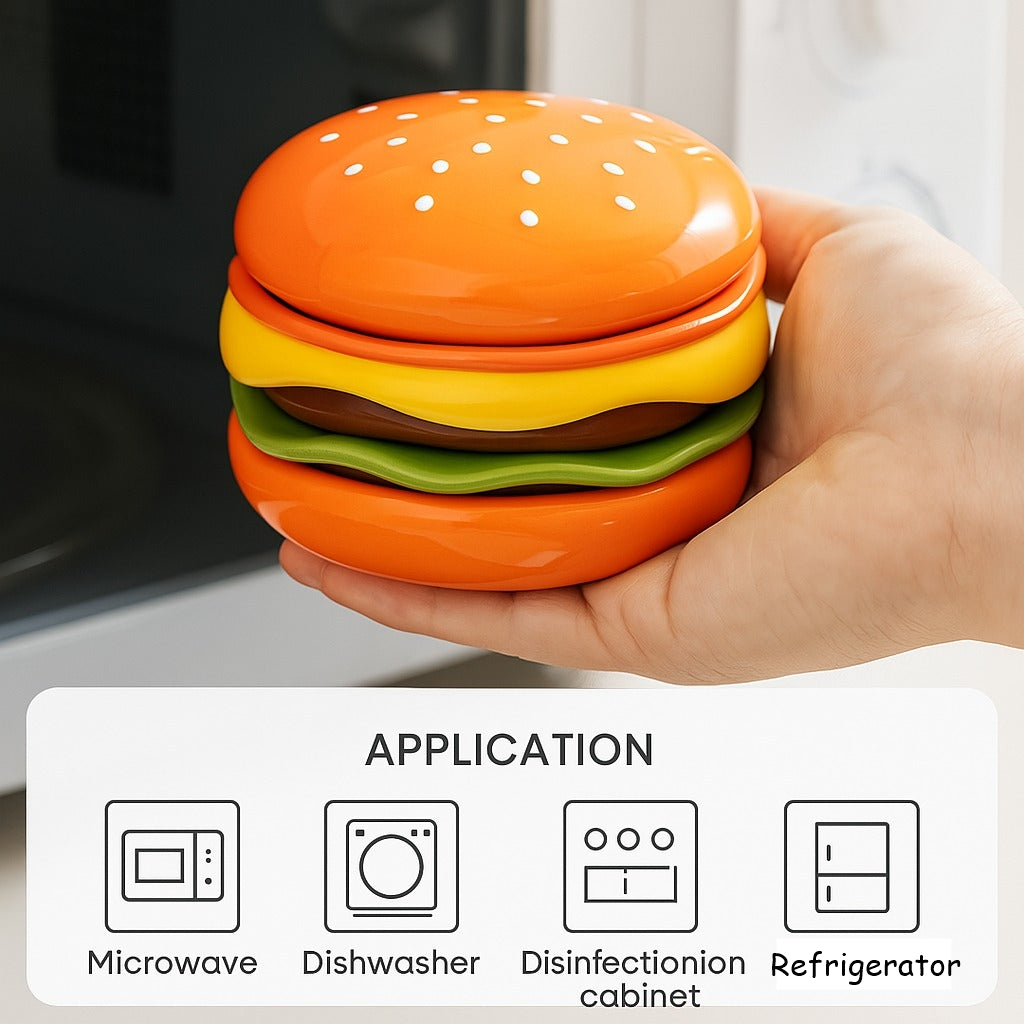 Mini Stacked Burger Porcelain Plate Set