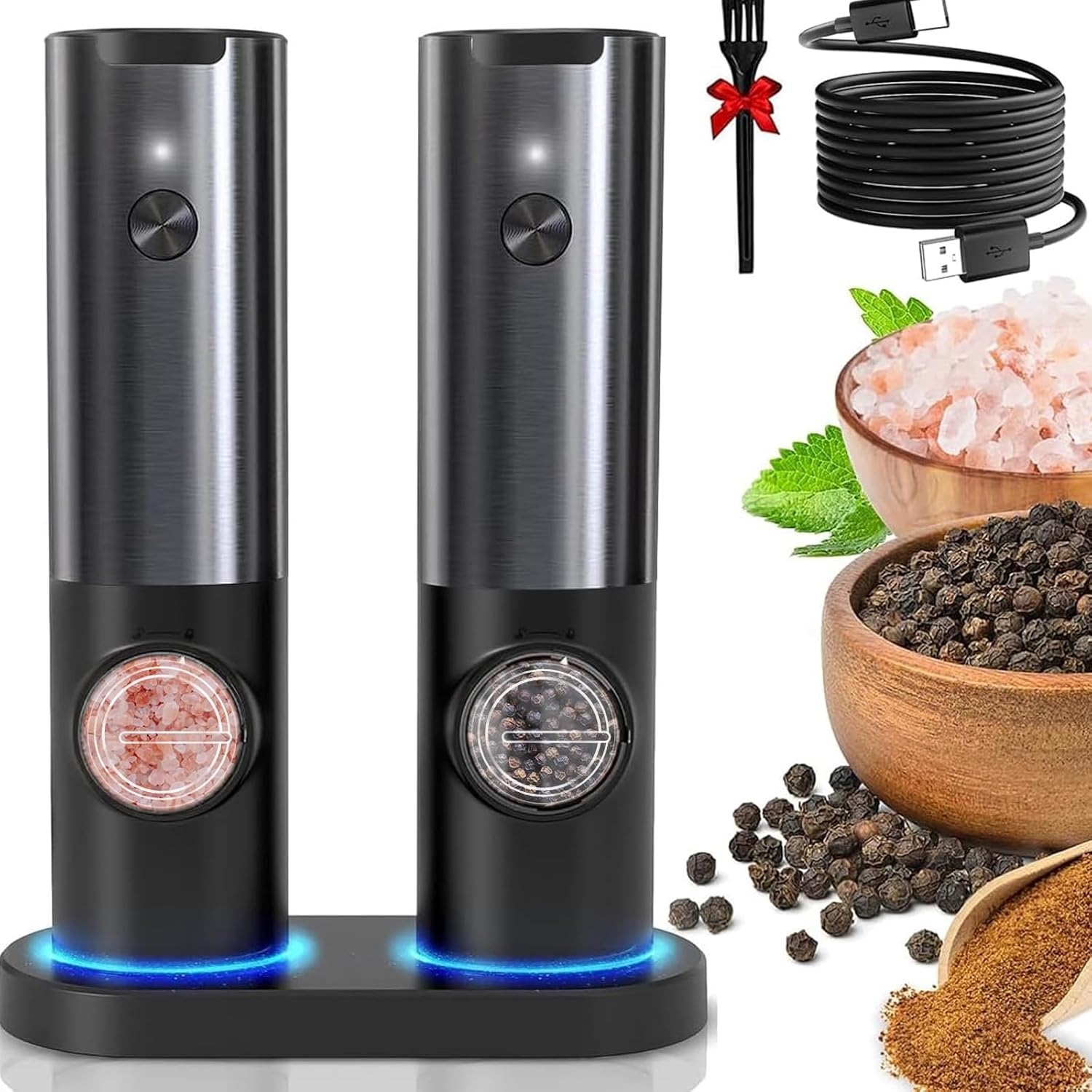 Battery Powered Salt and Pepper Grinder Set - Luxicro
