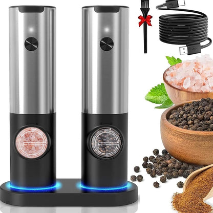 Battery Powered Salt and Pepper Grinder Set