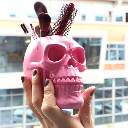 Matte Black Skull Makeup Case