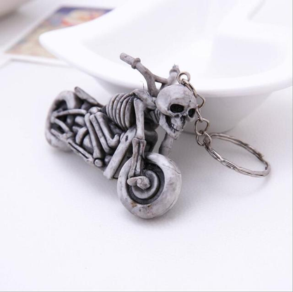 Dark Skull Silver Keychain Pendant