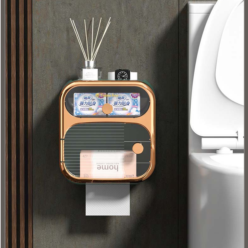 Compact Toilet Paper Roll Holder Storage Container