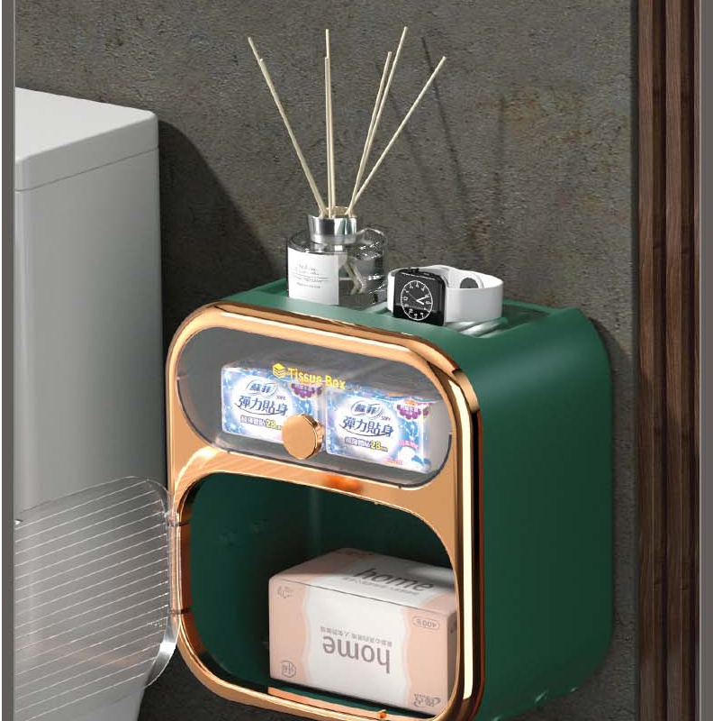 Compact Toilet Paper Roll Holder Storage Container