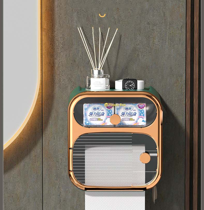Compact Toilet Paper Roll Holder Storage Container