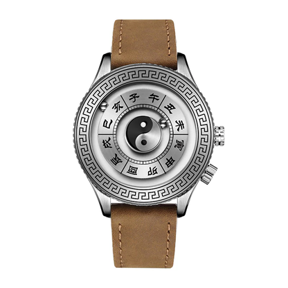 Stylish Automatic Brown Leather Wrist Watch