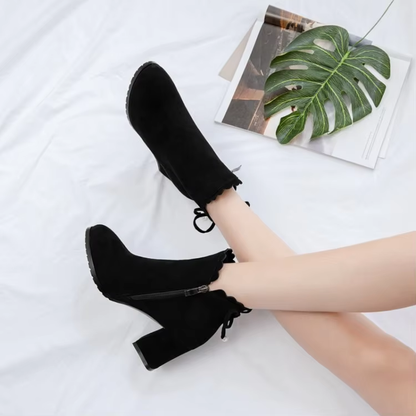 Tassel Low Block Heel Ankle Boots - Luxicro