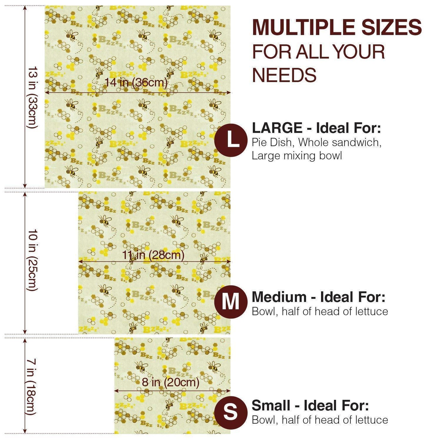 Reusable Natural Wax Food Storage Wraps Set