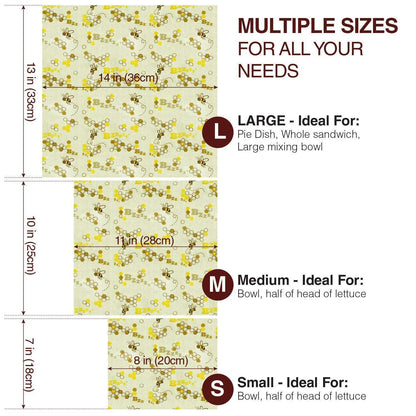 Reusable Natural Wax Food Storage Wraps Set