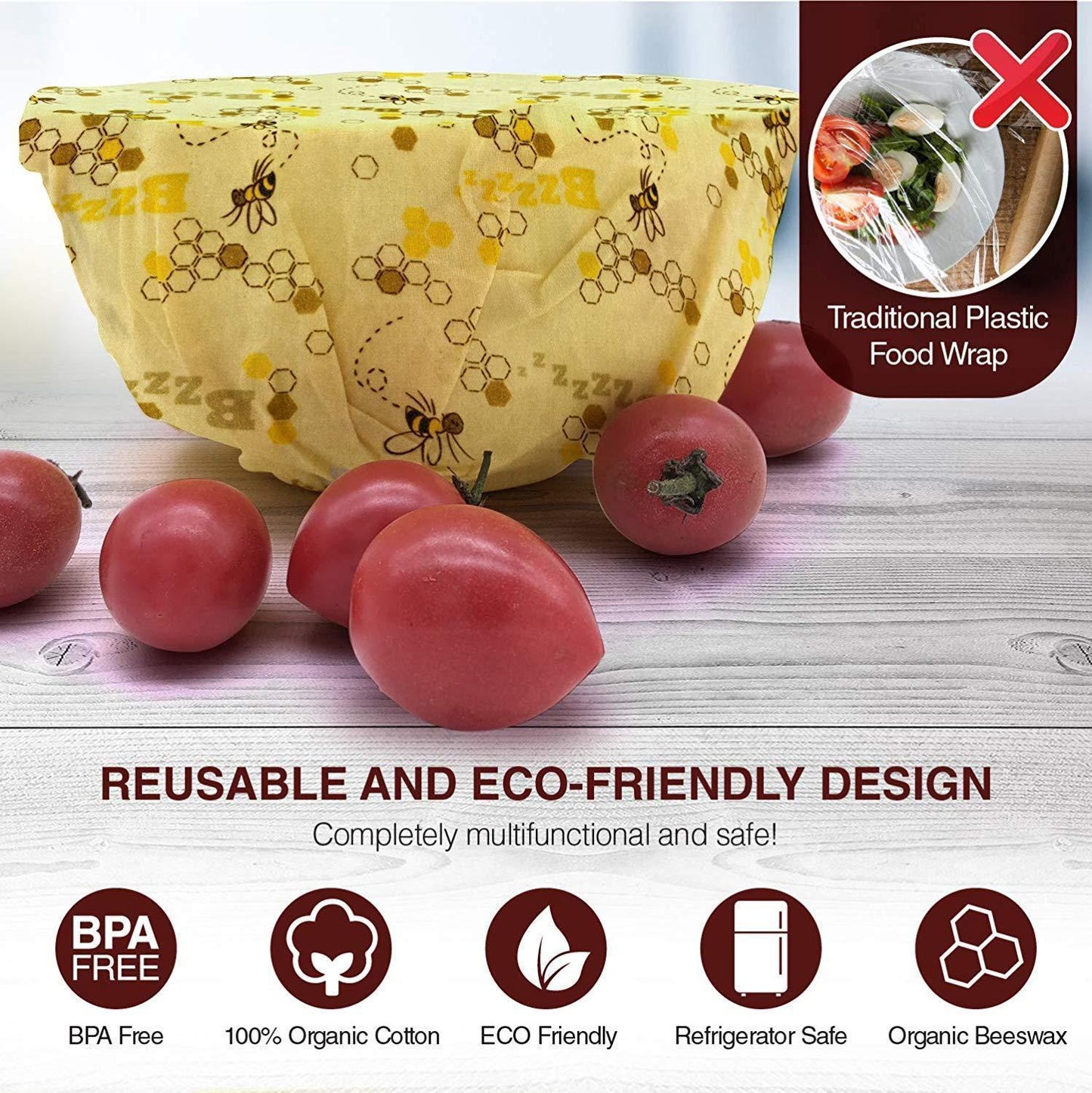 Reusable Natural Wax Food Storage Wraps Set