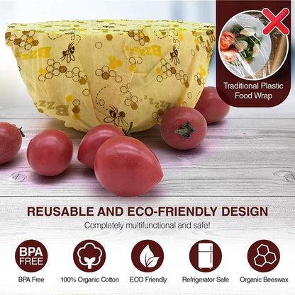 Reusable Natural Wax Food Storage Wraps Set