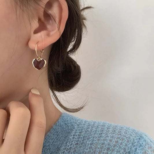 Beautiful Ruby Heart Drop Earrings - Luxicro