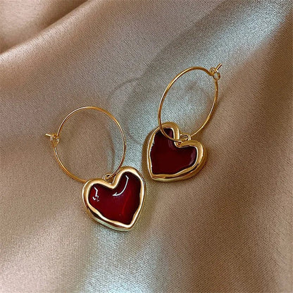 Beautiful Ruby Heart Drop Earrings