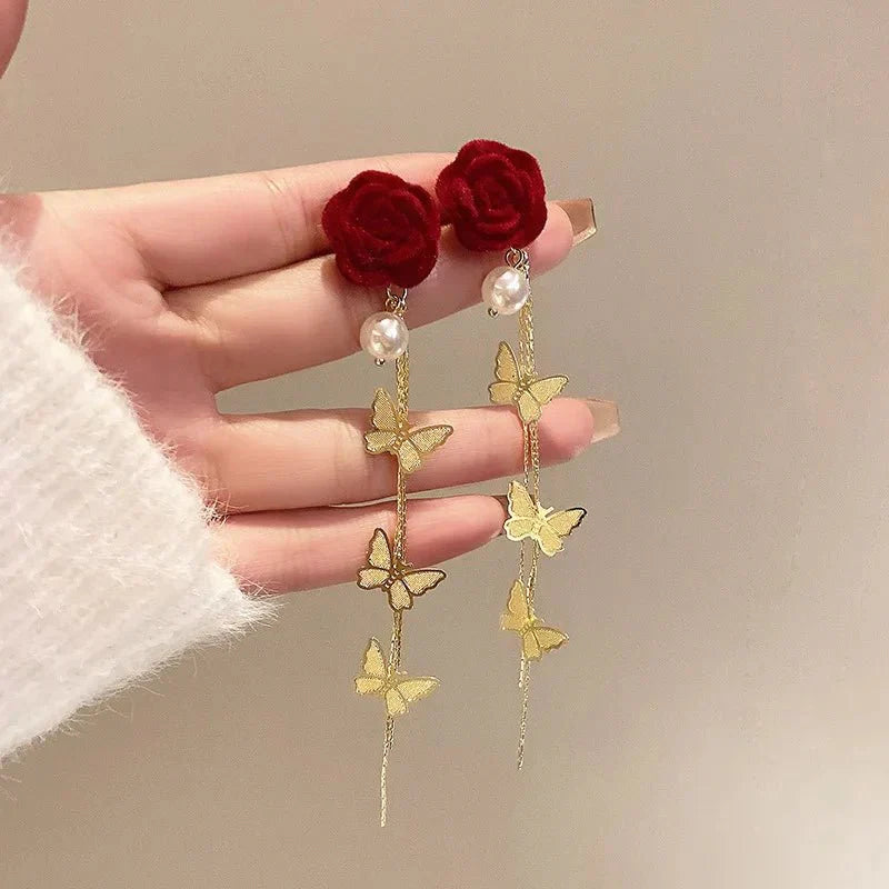Pretty Pink Dangle Butterfly Earrings