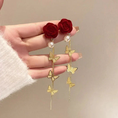 Pretty Pink Dangle Butterfly Earrings