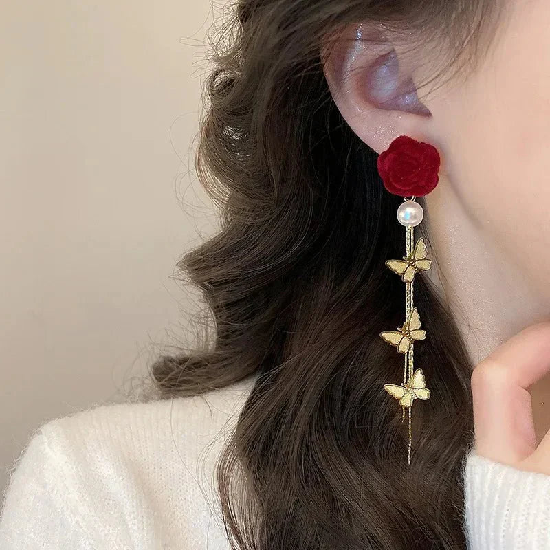Pretty Pink Dangle Butterfly Earrings