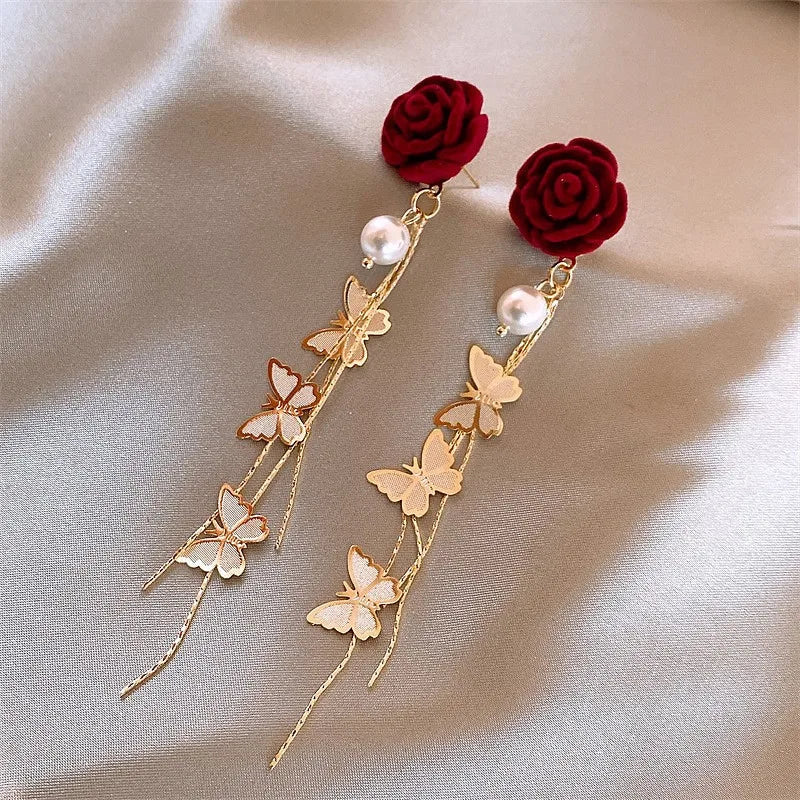 Pretty Pink Dangle Butterfly Earrings