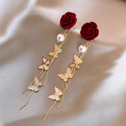 Pretty Pink Dangle Butterfly Earrings