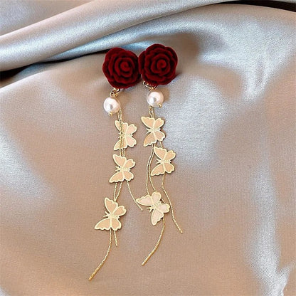 Pretty Pink Dangle Butterfly Earrings