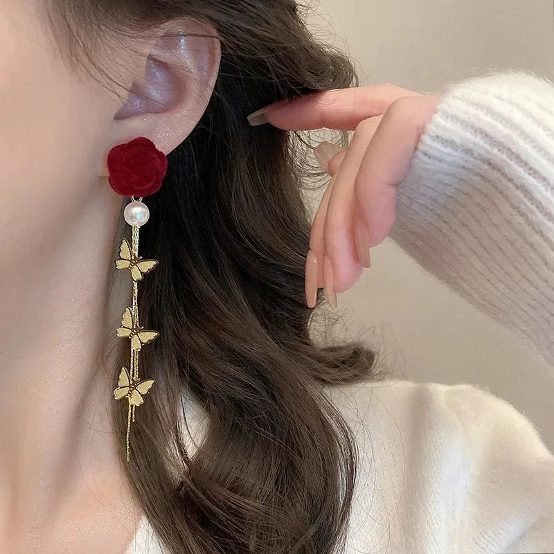 Pretty Pink Dangle Butterfly Earrings