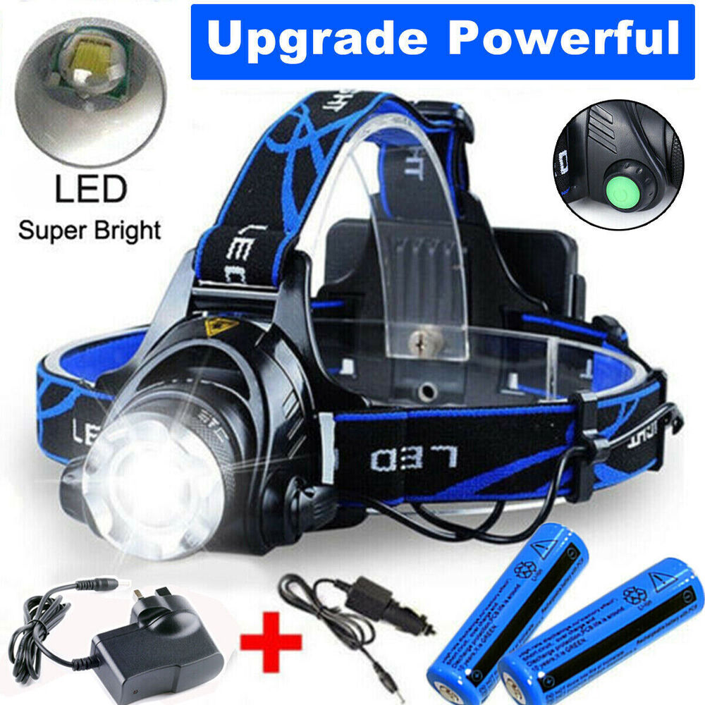 Bright Rechargeable LED Headlamp Zoom Flashlight