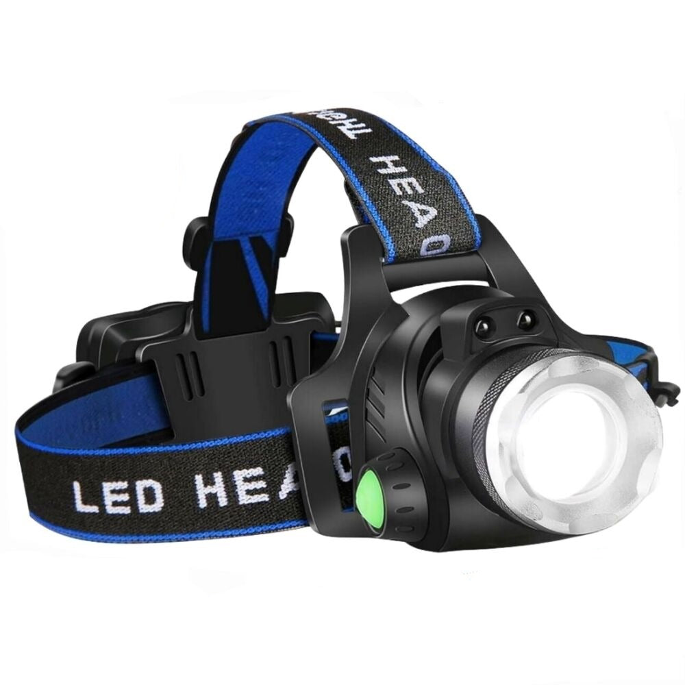 Bright Rechargeable LED Headlamp Zoom Flashlight - Luxicro