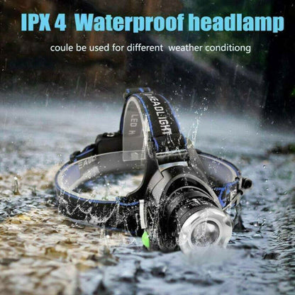 Bright Rechargeable LED Headlamp Zoom Flashlight