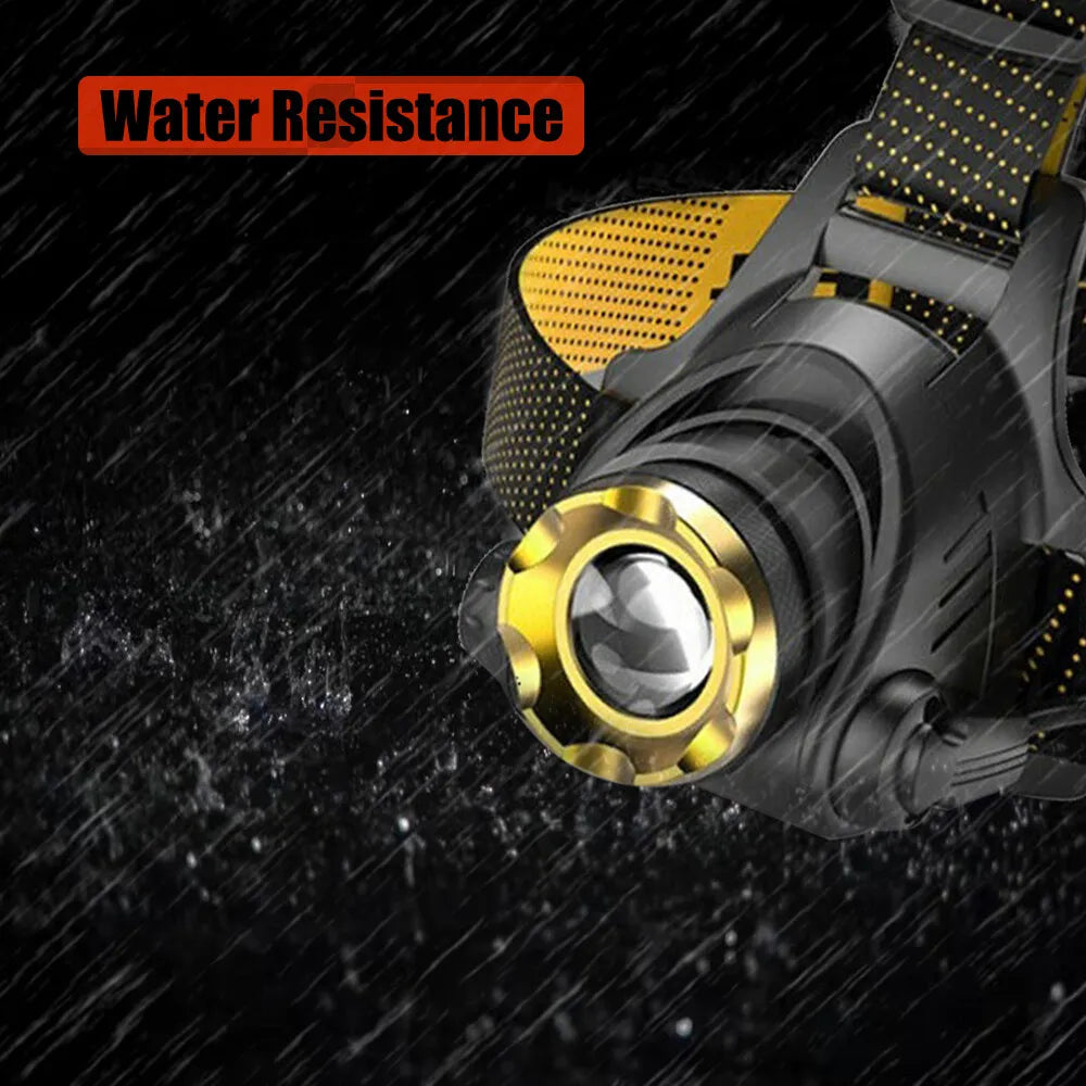 Bright Rechargeable LED Headlight Zoom Flashlight