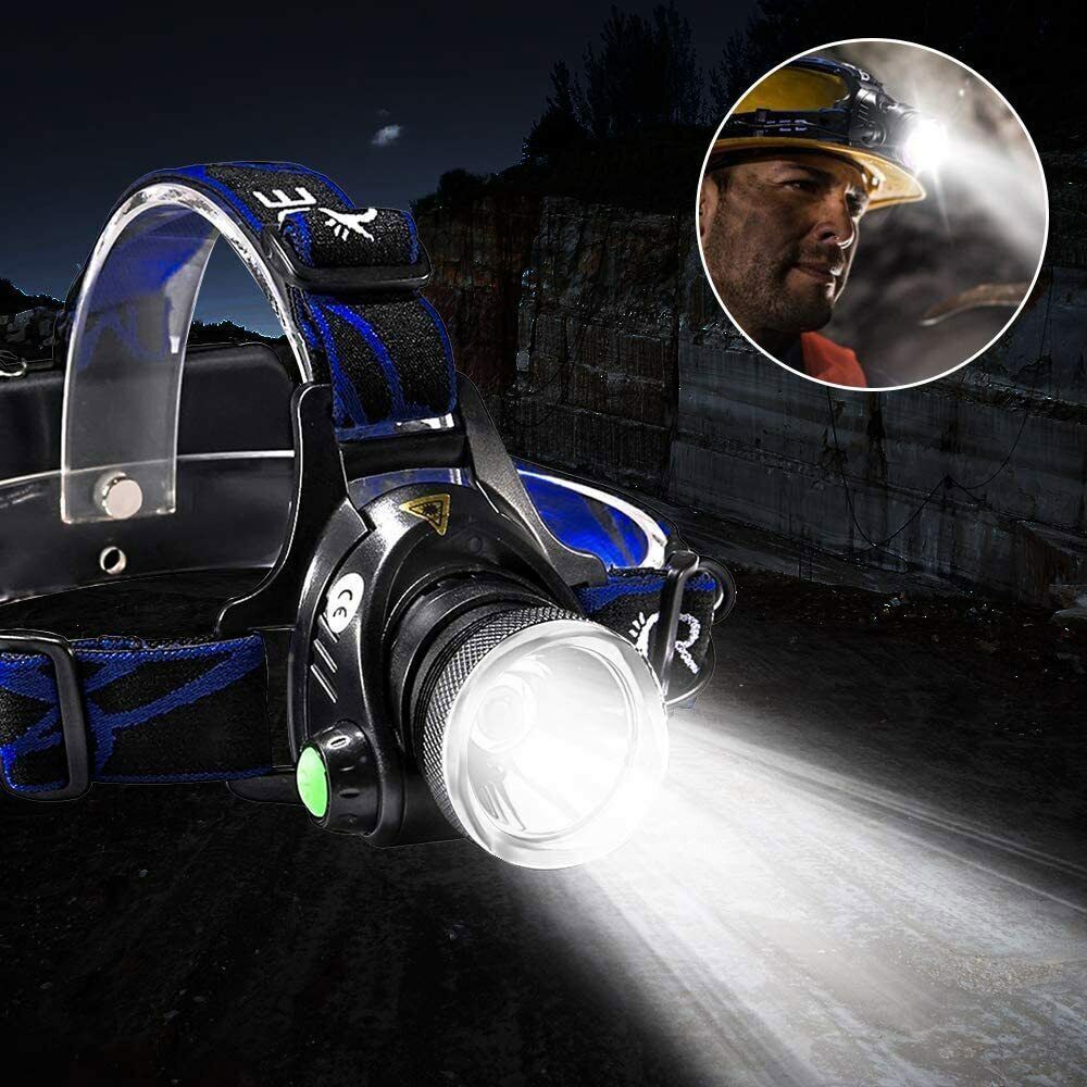 Bright Rechargeable LED Headlamp Zoom Flashlight