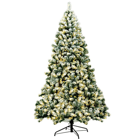7.5Ft Tall Deluxe Pre-Lit Snowy Artificial Christmas Tree 550 Lights - Luxicro