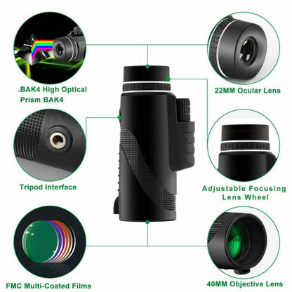 Compact High Powered Monocular Scope 16X52