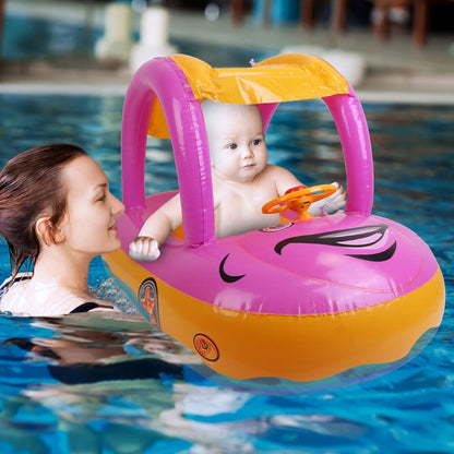 Colorful Kids Pool Raft With Sun Shade - Luxicro