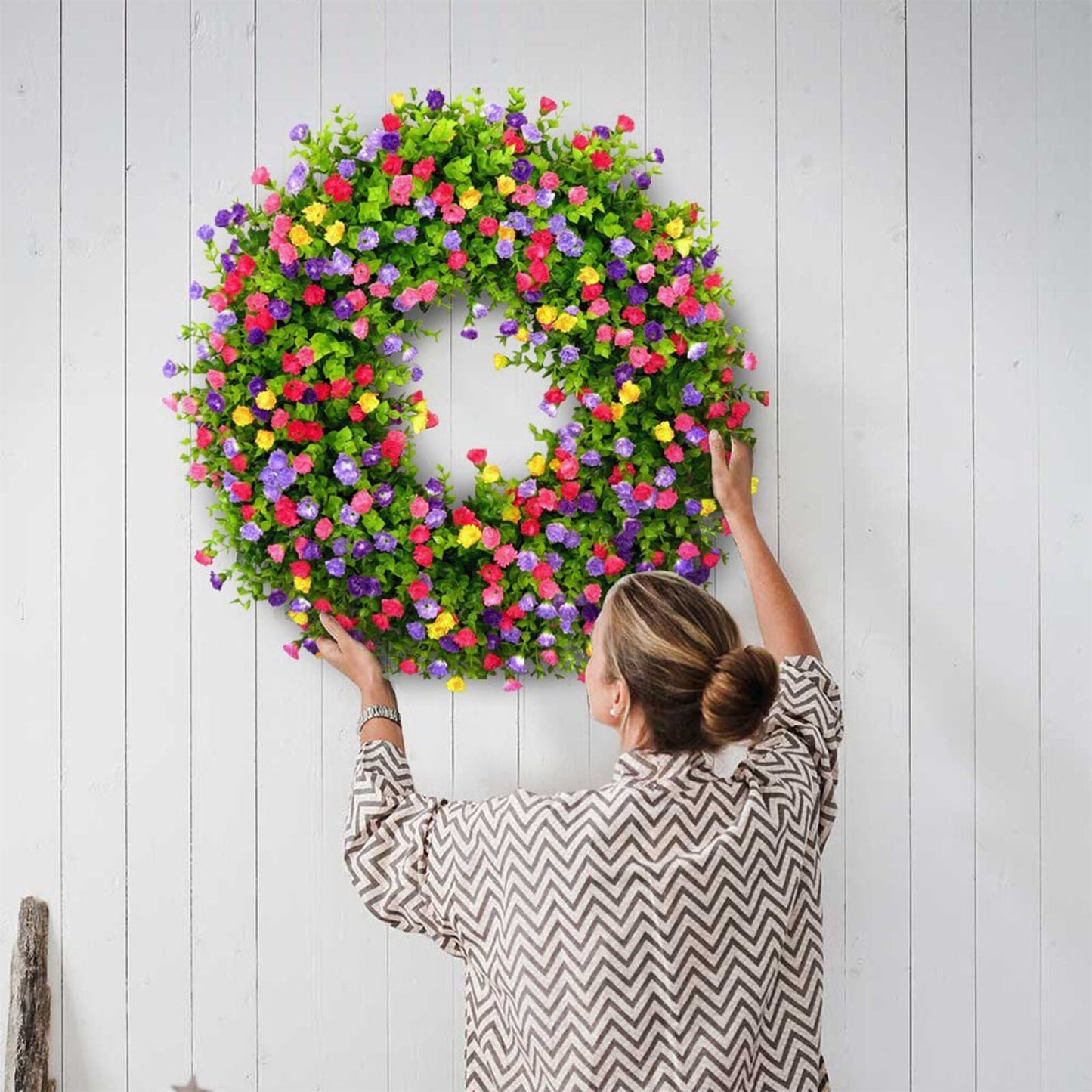 Bright Artificial Floral Spring Wreath - Luxicro
