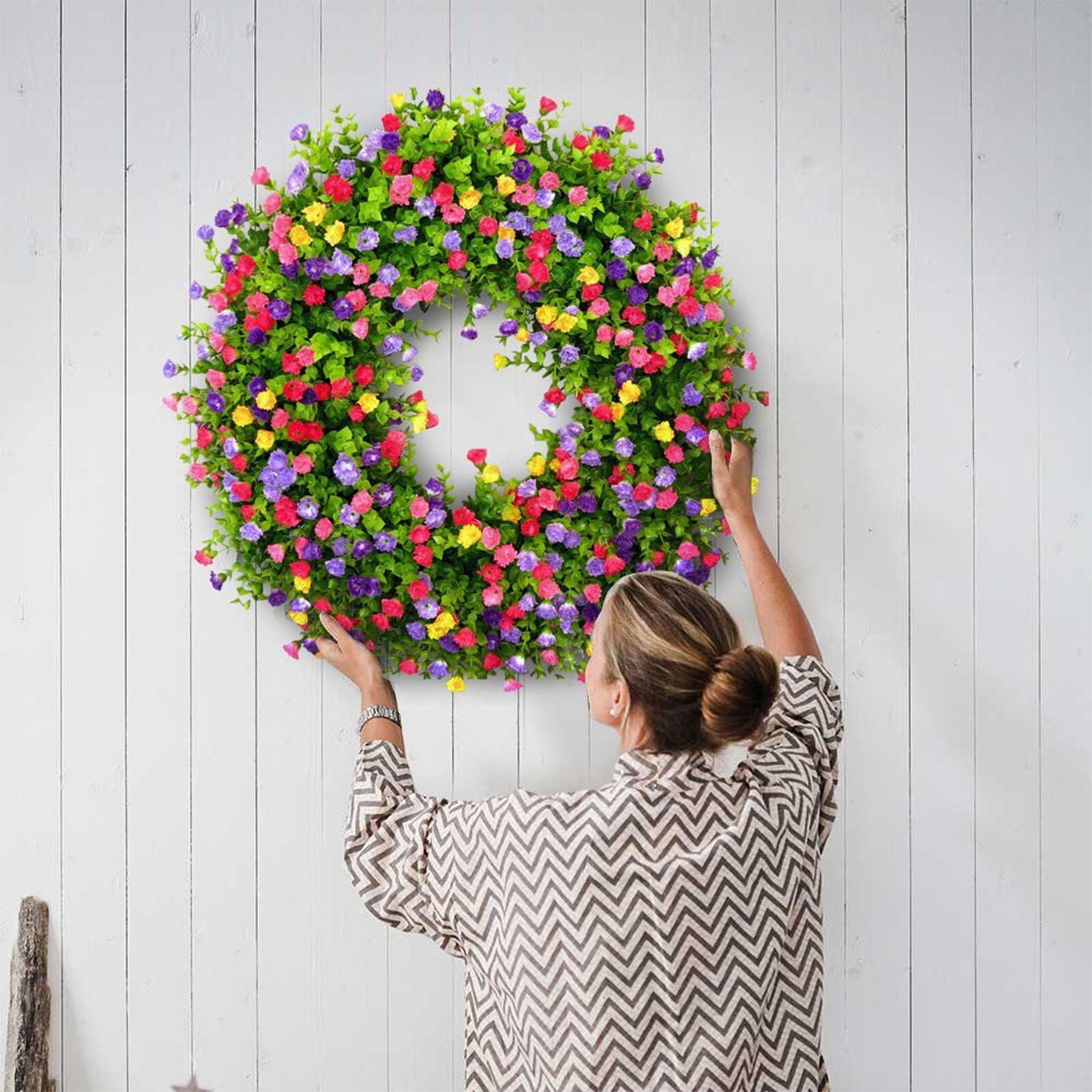 Bright Artificial Floral Spring Wreath - Luxicro