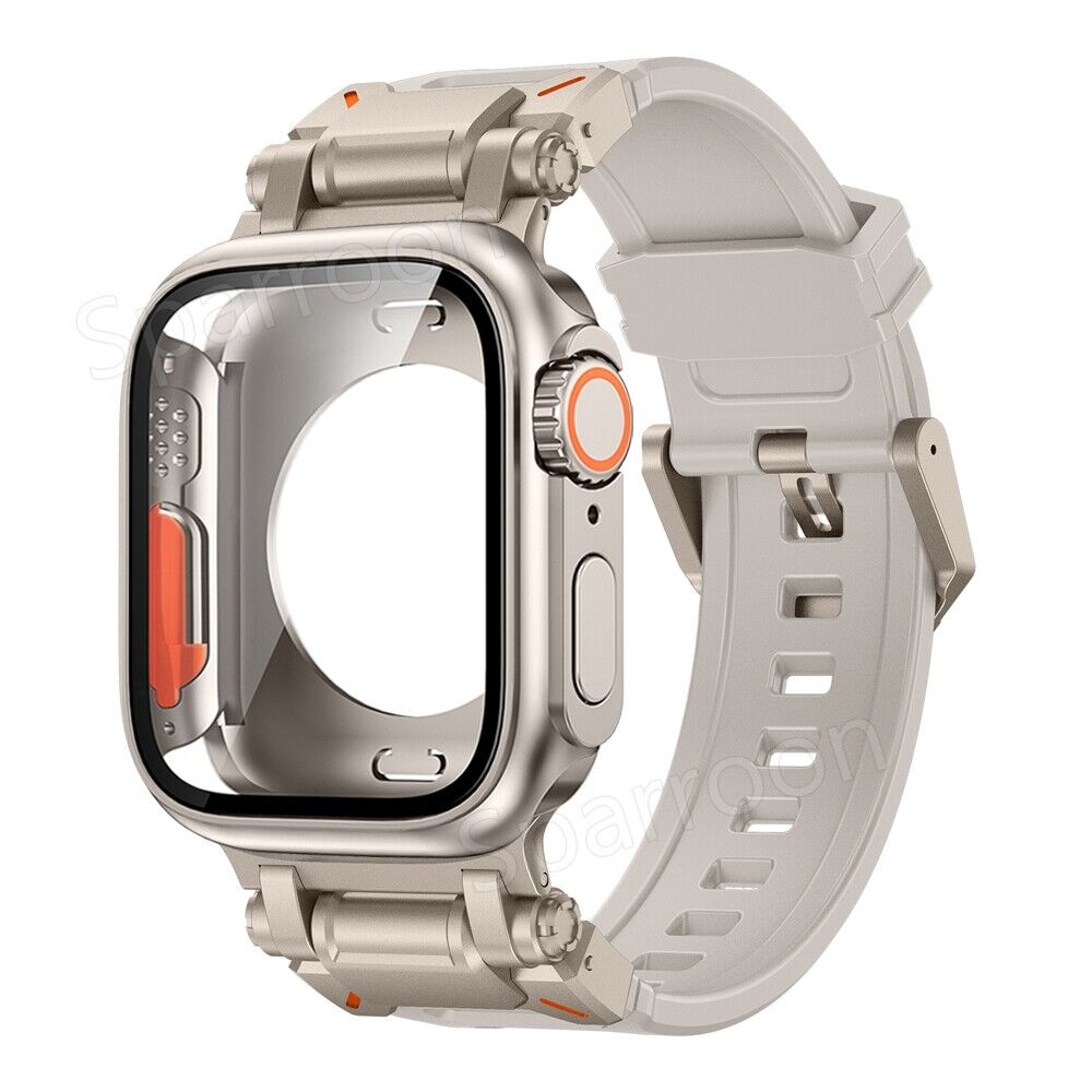 Durable Sport Rubber Metal Case For Apple Watch