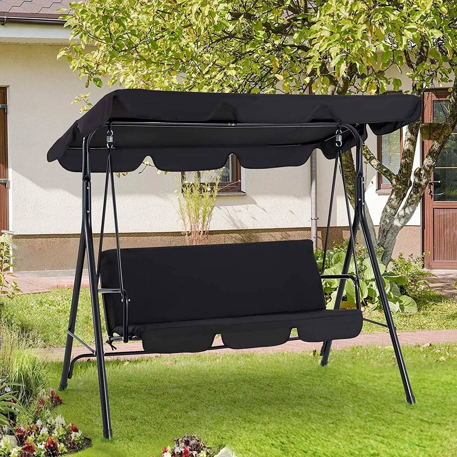 Outdoor 3 Person Covered Porch Swing - Luxicro