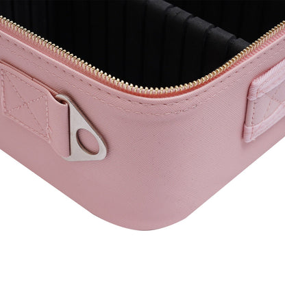 Compact Travel Makeup Organizer with LED Light & Mirror
