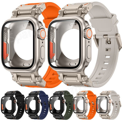 Durable Sport Rubber Metal Case For Apple Watch