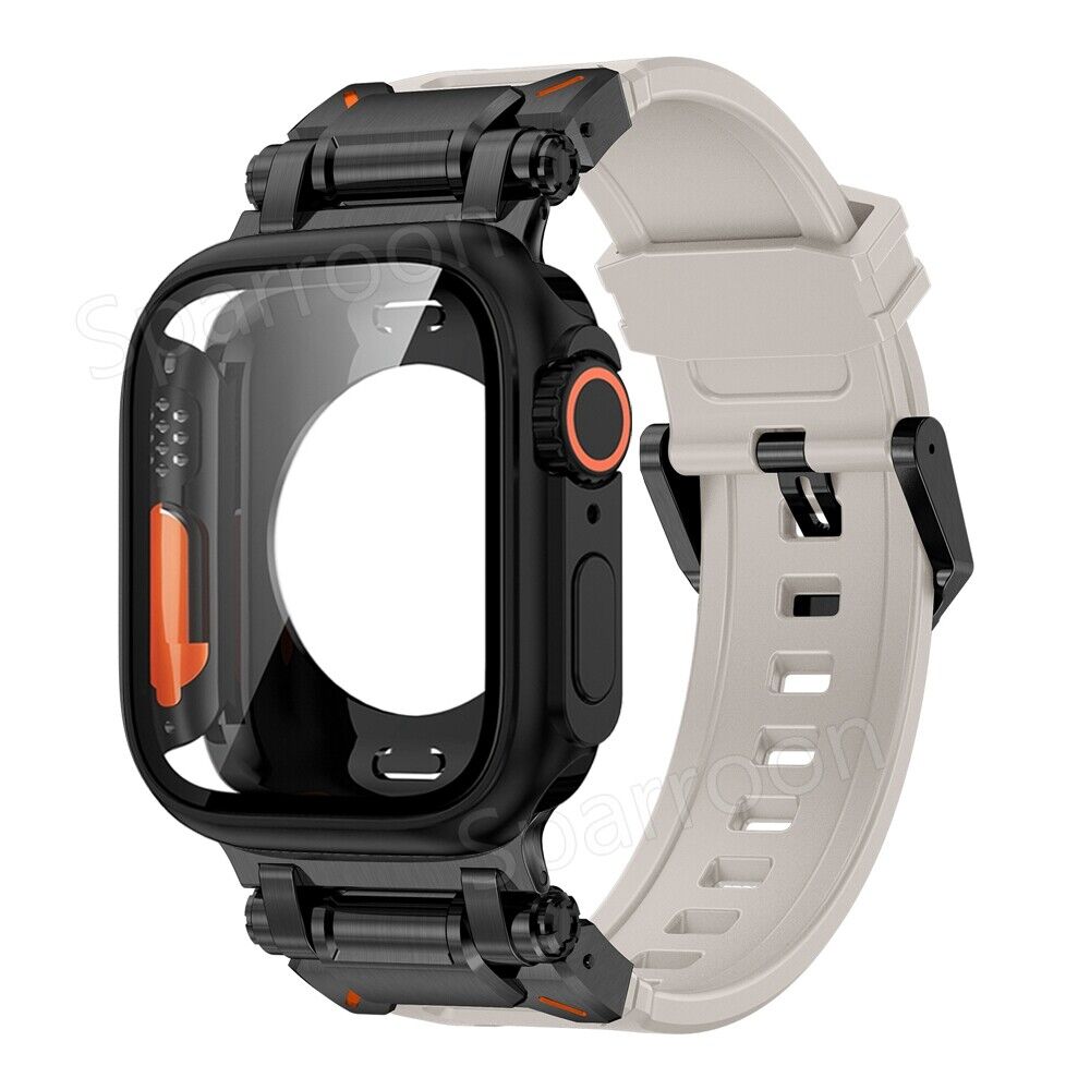 Durable Sport Rubber Metal Case For Apple Watch