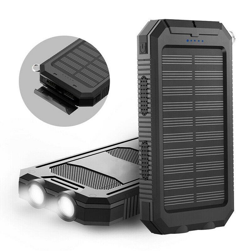 Compact Solar Charger with Dual USB and LED Light - Luxicro
