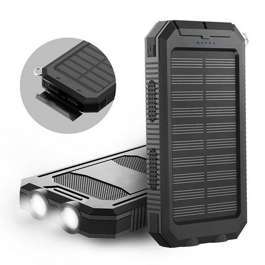 Compact Solar Charger with Dual USB and LED Light - Luxicro