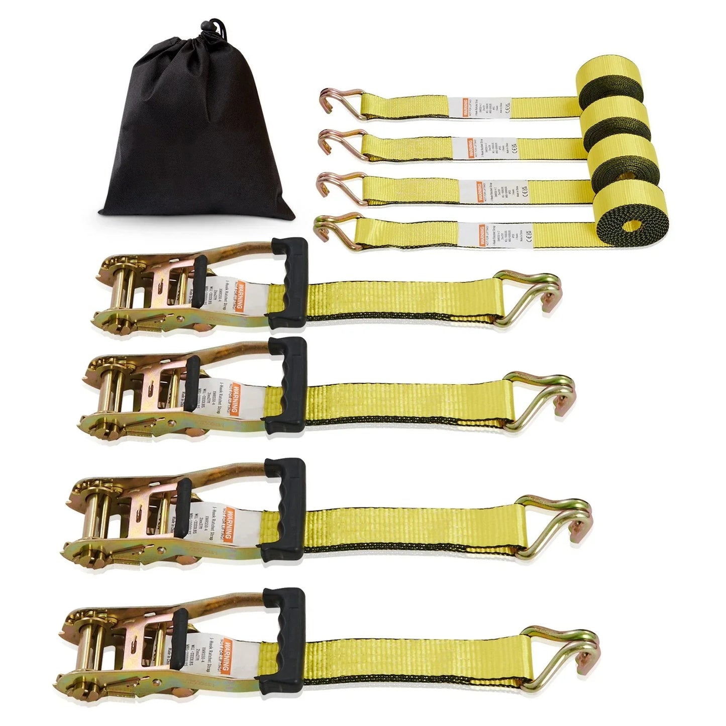 Strong 4-Pack 2 Tie Down Straps 15' Heavy Duty Cargo - Luxicro