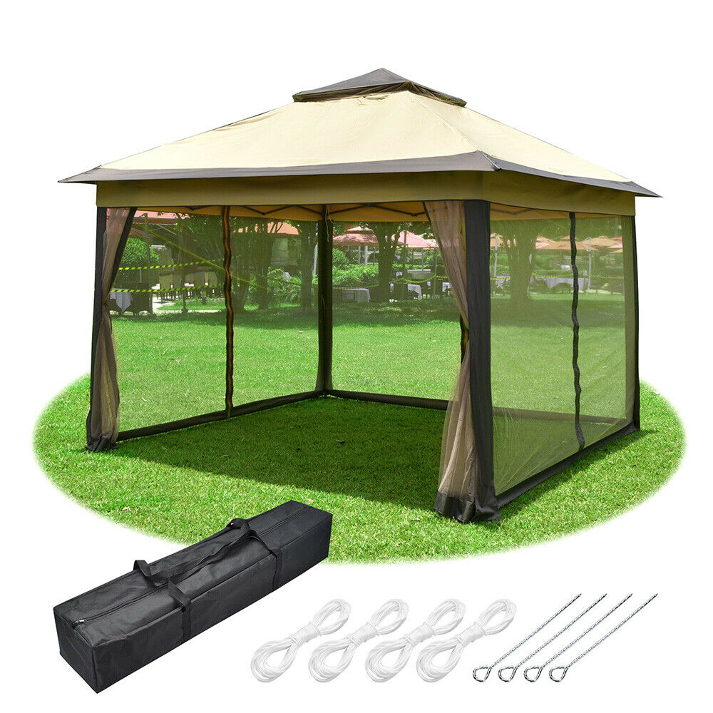 Easy Pop Up Gazebo Canopy 11x11ft Screened Shelter - Luxicro