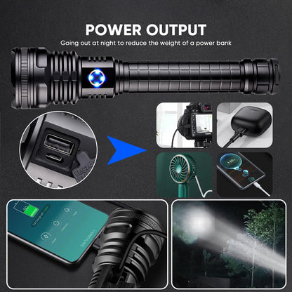 Bright 99000LM Rechargeable LED Torch for Outdoor Camping